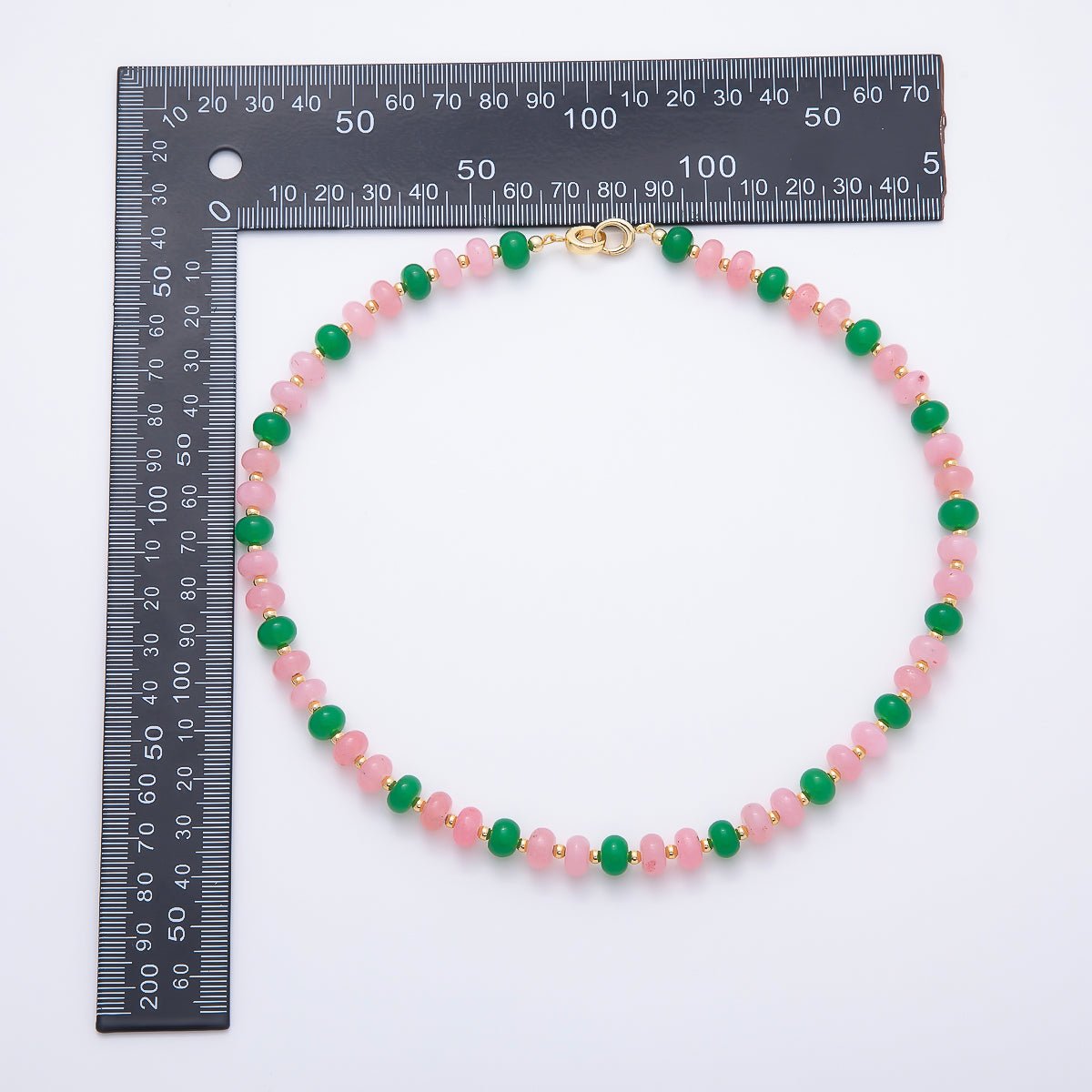 16K Gold Filled 3mm Bead Rondelle Gemstone Chain 17 Inch Necklace w. Dual Push Gate | WA-02161