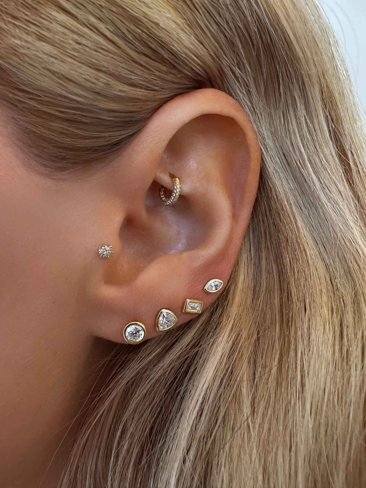 14k Vermeil Bezel Round CZ Studs