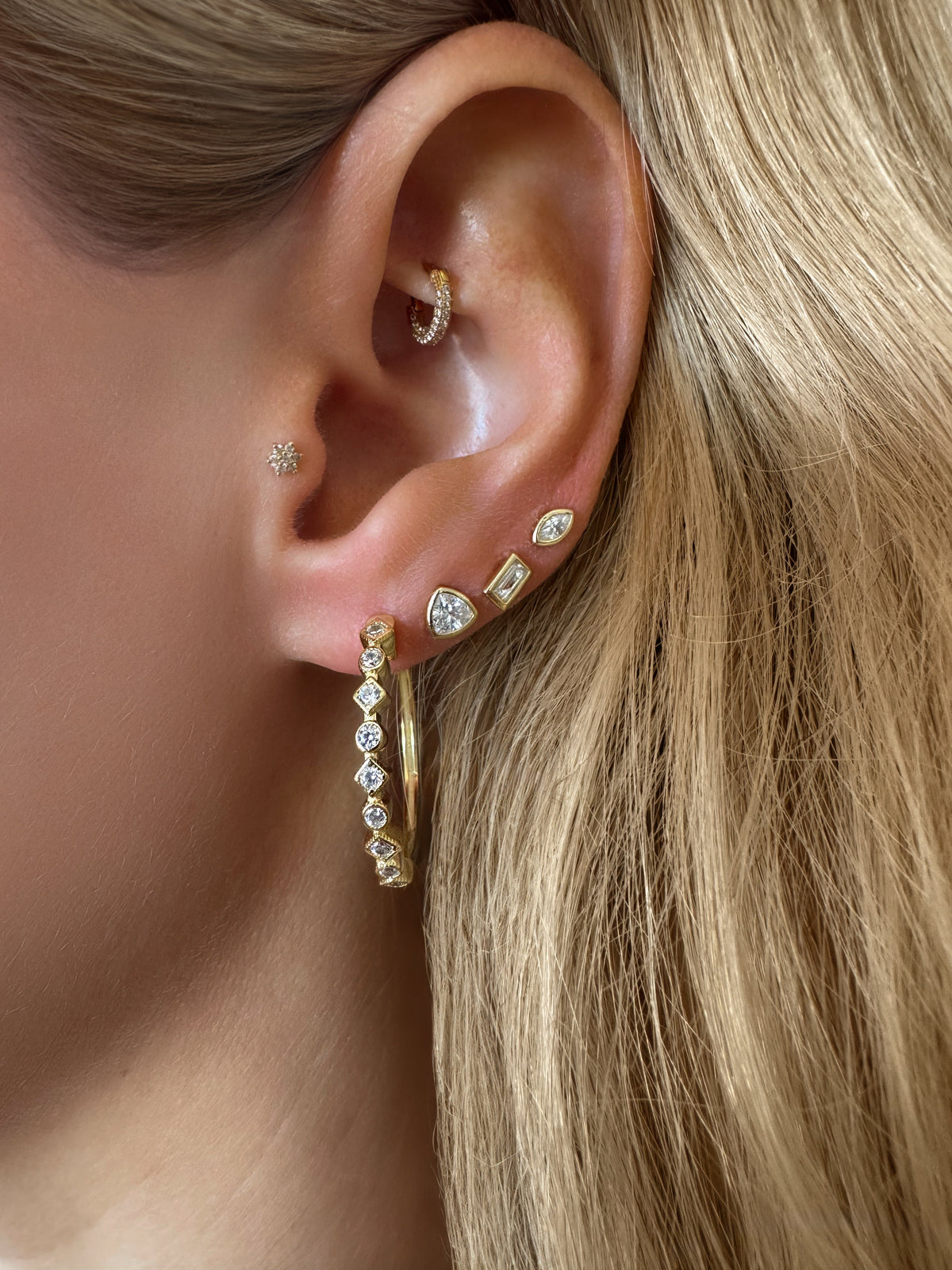 925 Sterling Silver Bezel Trillion Cut CZ Diamond Studs