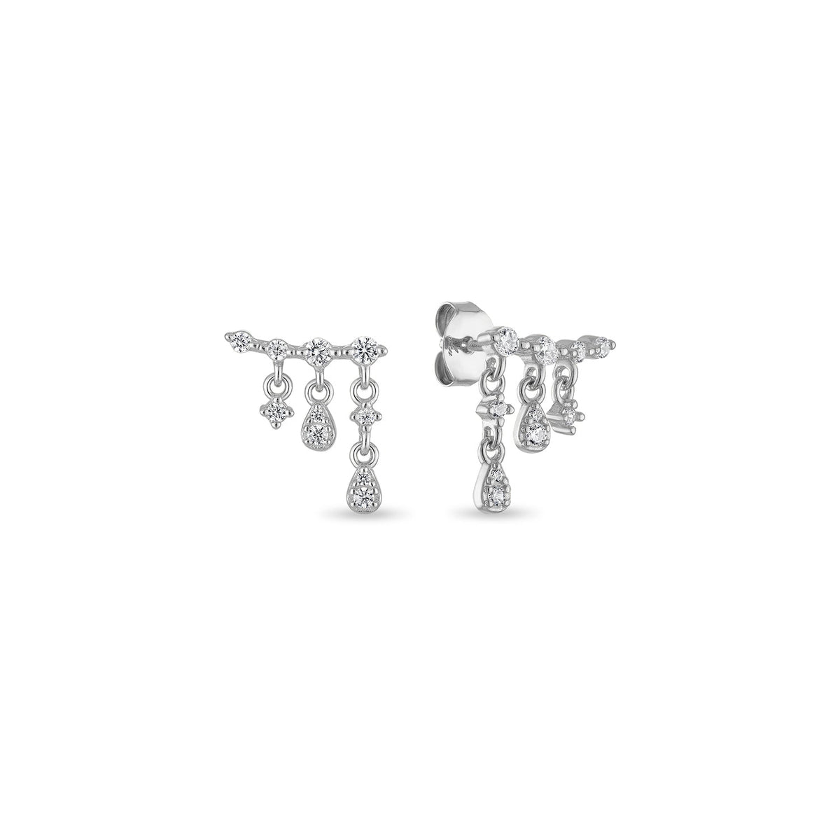 14k Vermeil Waterfall Chain Drop Stud Earrings