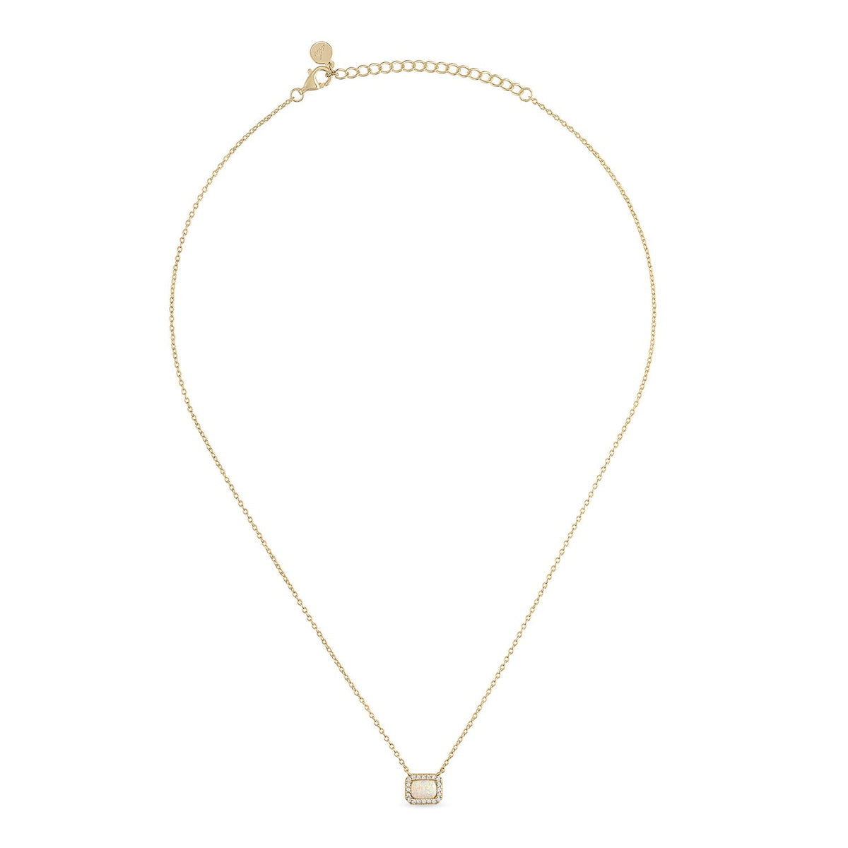 14k Vermeil Genuine Opal and CZ Stone Pendant Necklace