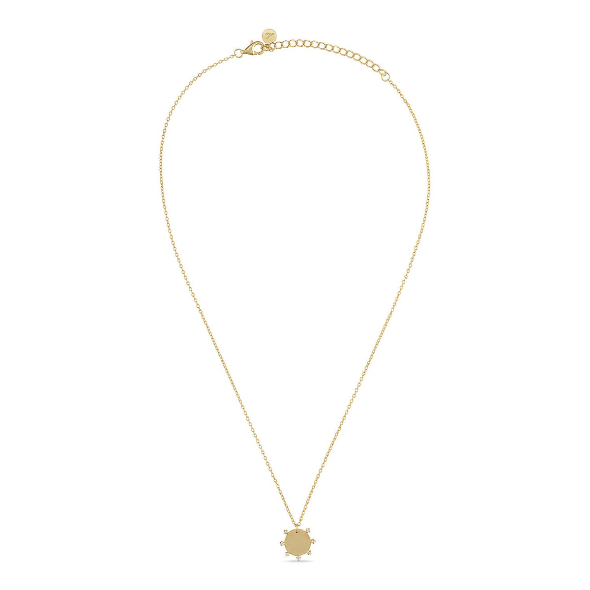 14k Vermeil CZ Halo Disc Pendant Necklace