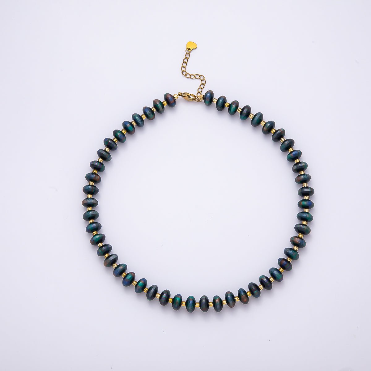 Stainless Steel 10mm Rondelle Resin Bead 16 Inch Necklace w. Extender | WA-04601 ~ WA-04606
