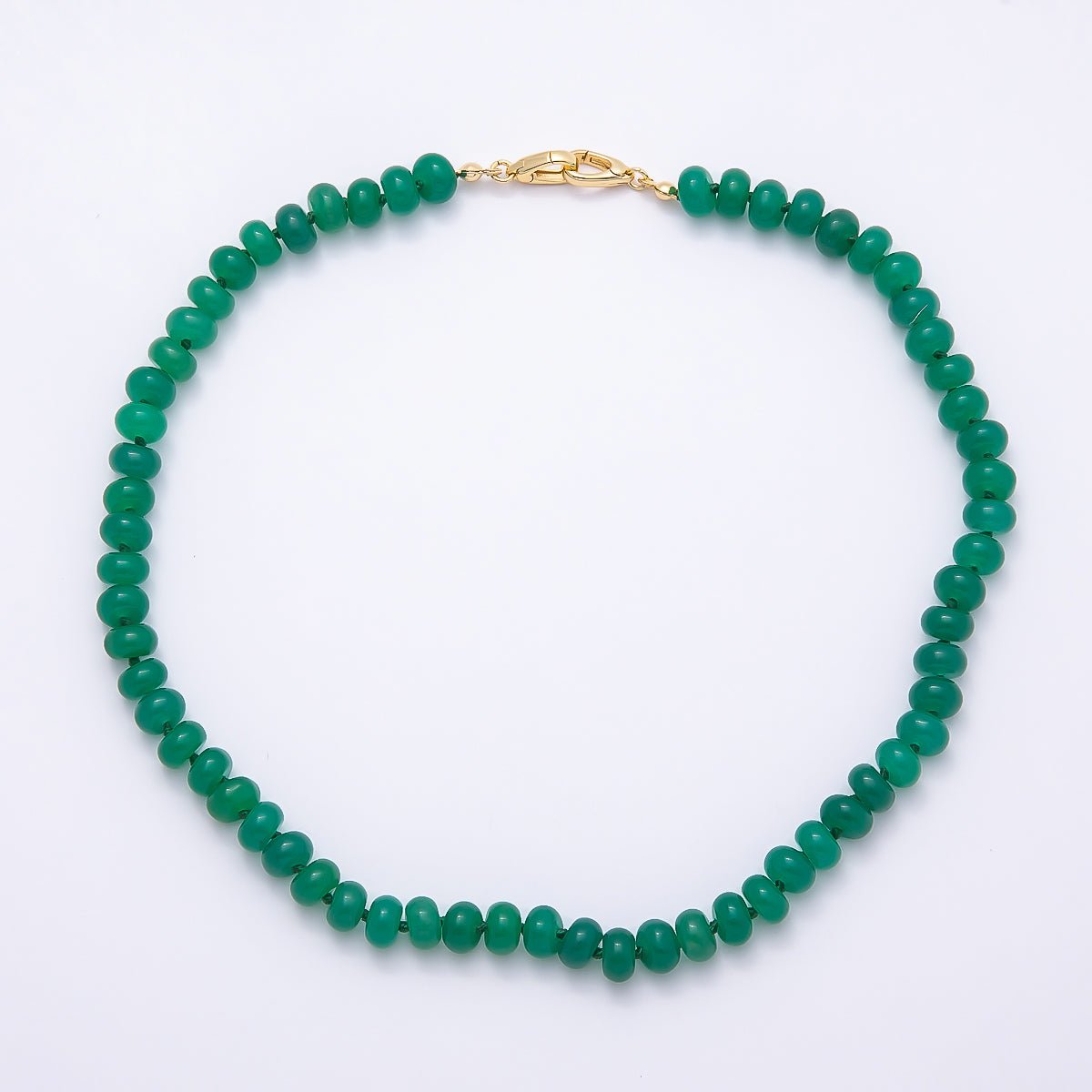 18K Gold Filled 8mm Aventurine, Onyx, Lapis Lazuli, Rose Quartz Rondelle Gemstone Chain 17 Inch Necklace w. Dual Push Gate | WA-04664 ~ WA-04667