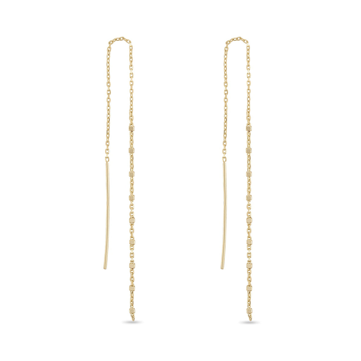 14k Vermeil Mini Bead Chain Drop Threader Earrings