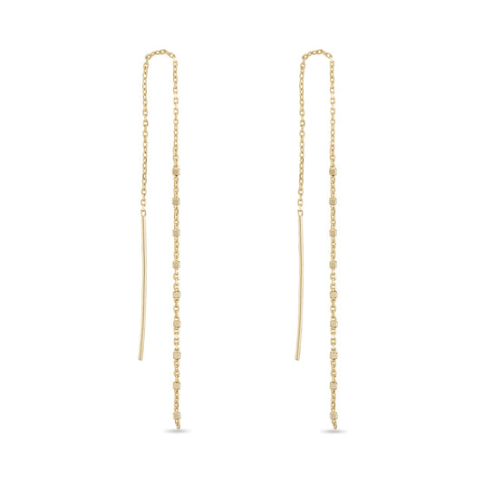 14k Vermeil Mini Bead Chain Drop Threader Earrings