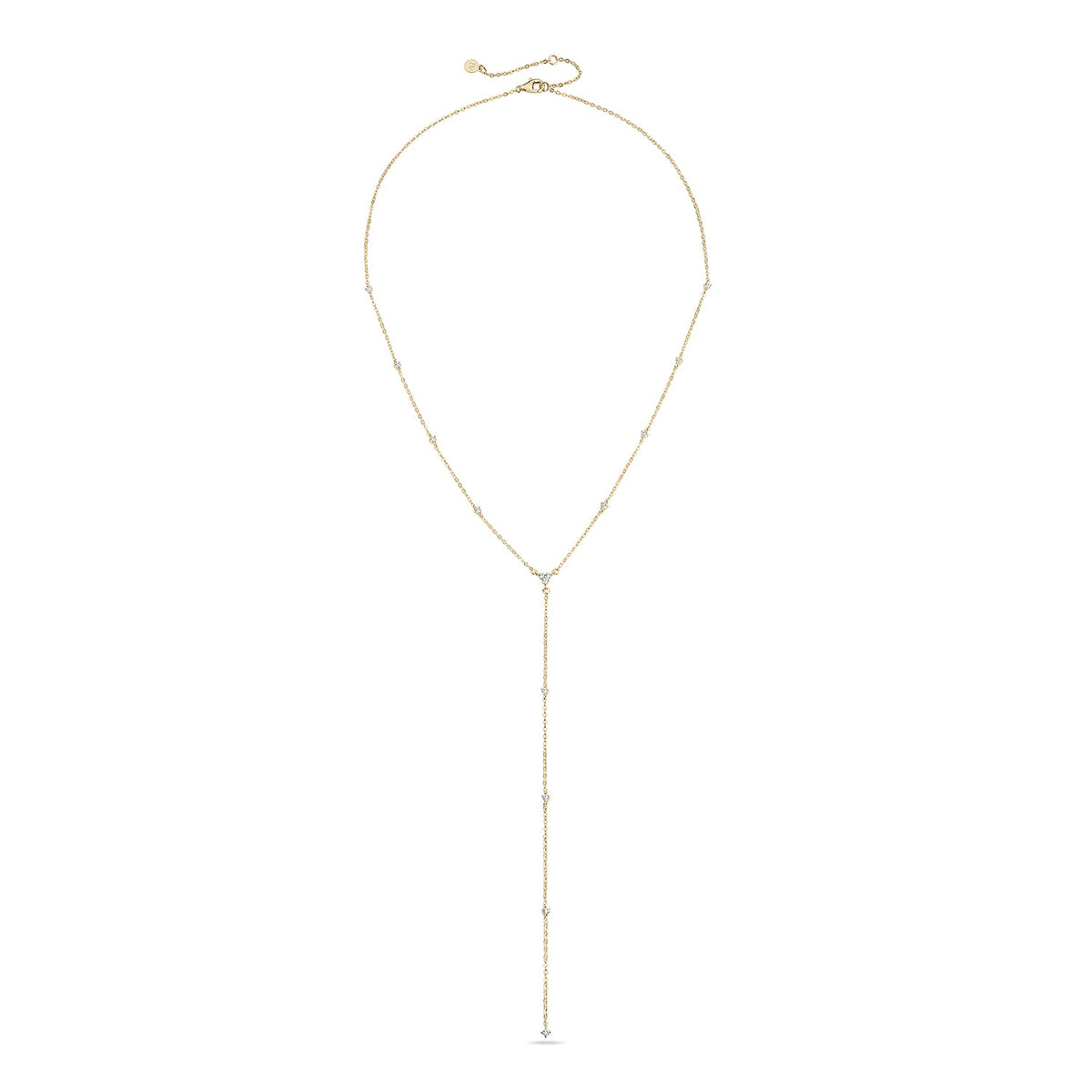 Vermeil CZ Station Long Lariat Necklace