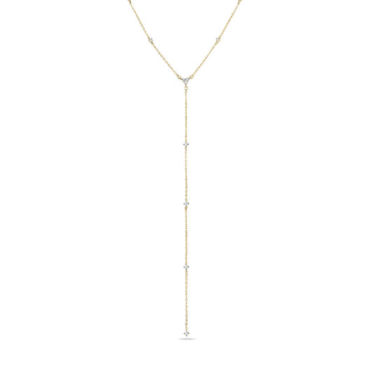 Vermeil CZ Station Long Lariat Necklace