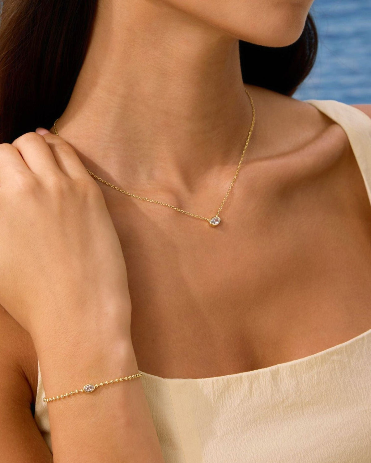 Gold Filled Diamond Oval Set