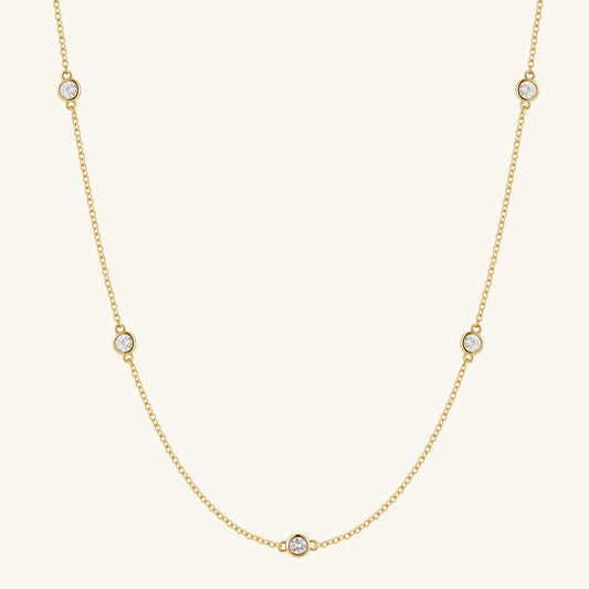 Gold Filled 5 Diamond Necklace