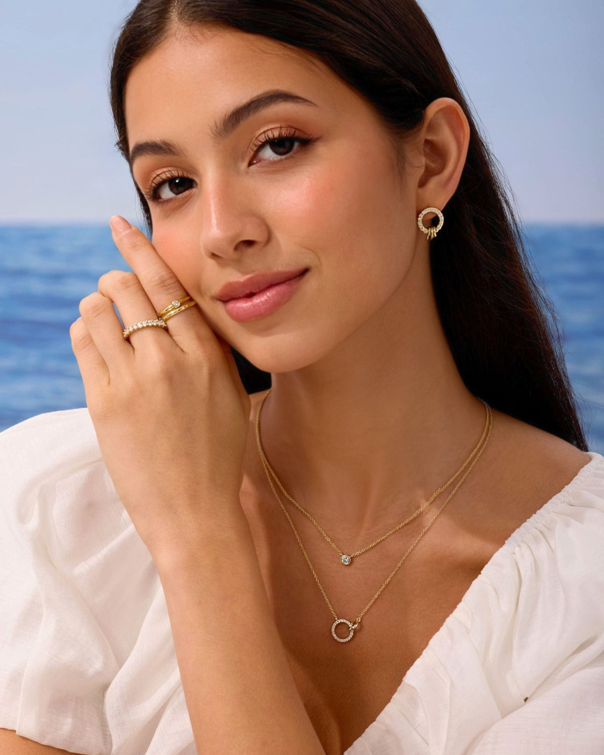 Pave Circle Stud Earrings
