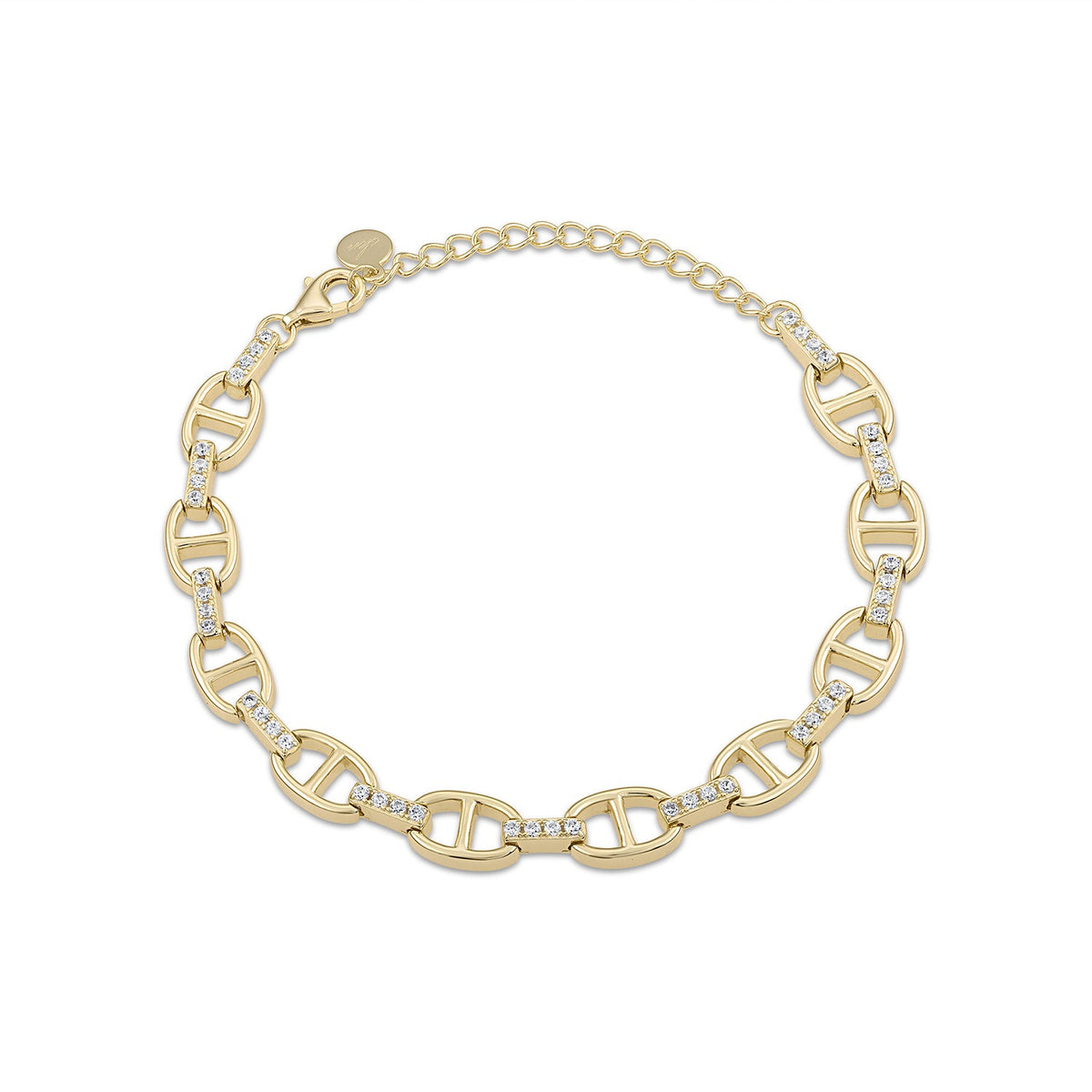 14k Vermeil Pave' Anchor Link Chain Bracelet