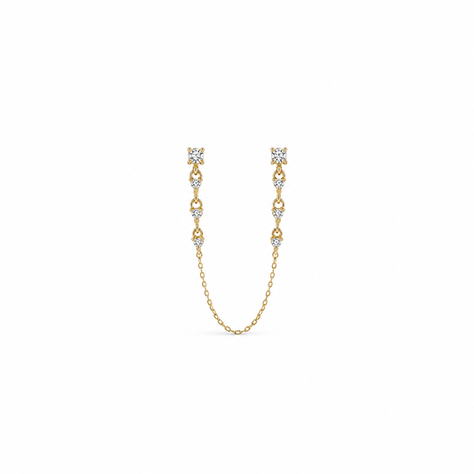 14k Vermeil Double Graduated Stud Chain Earrings
