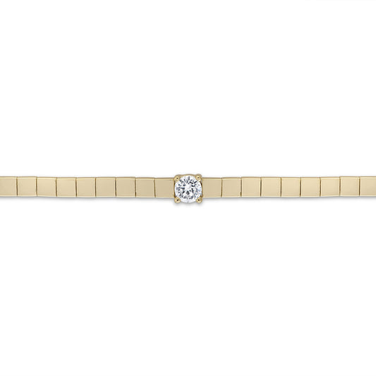 14k Vermeil Bar Link Bracelet with Round CZ Center Stone