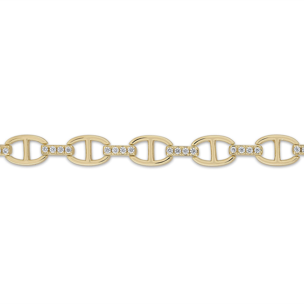 14k Vermeil Pave' Anchor Link Chain Bracelet