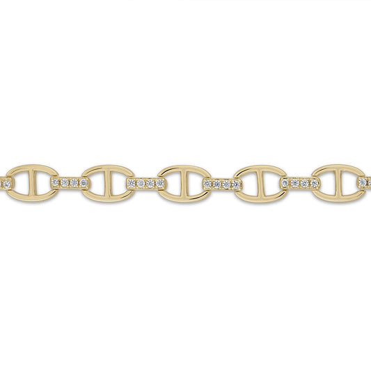 14k Vermeil Pave' Anchor Link Chain Bracelet