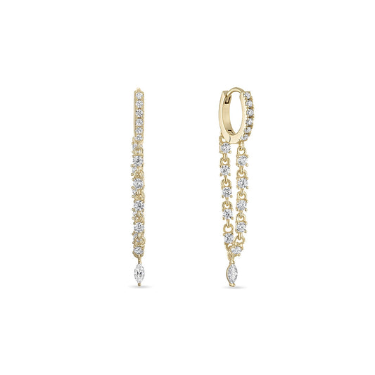14k Vermeil Aura Statement Huggies with Dangle Chains