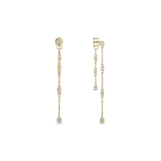 14k Vermeil Convertible Double Chain Drop Earrings