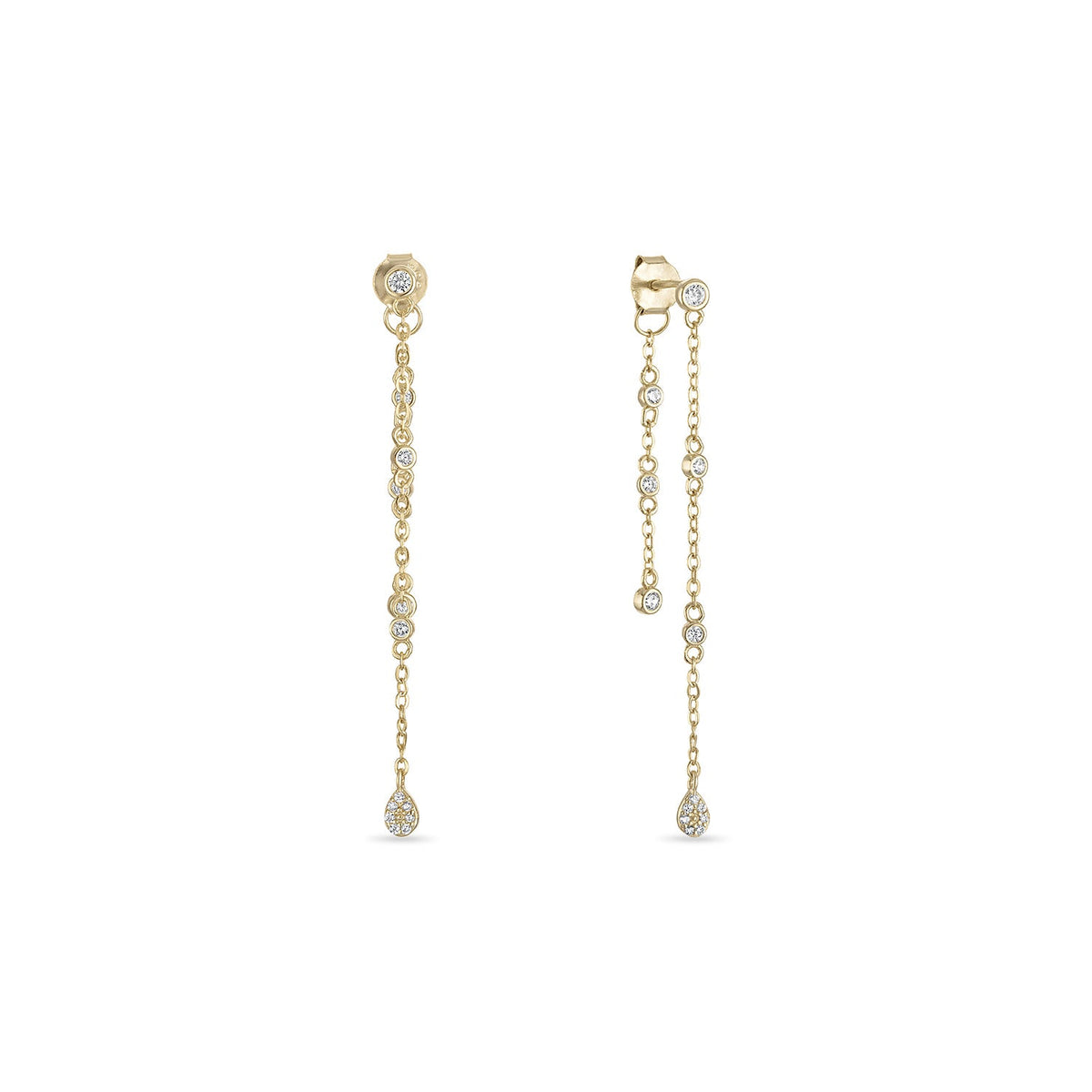 925 Sterling Silver Convertible Double Chain Drop Earrings
