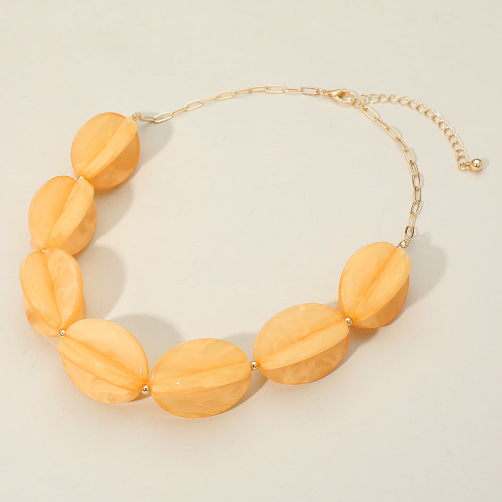 Celluloid Acetate Bold Geometric Flower Bud Beaded Statement Necklace