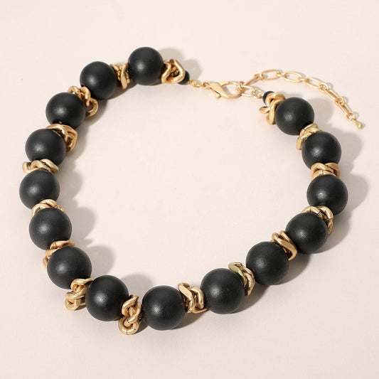 Bold Wooden Beaded Statement Necklace