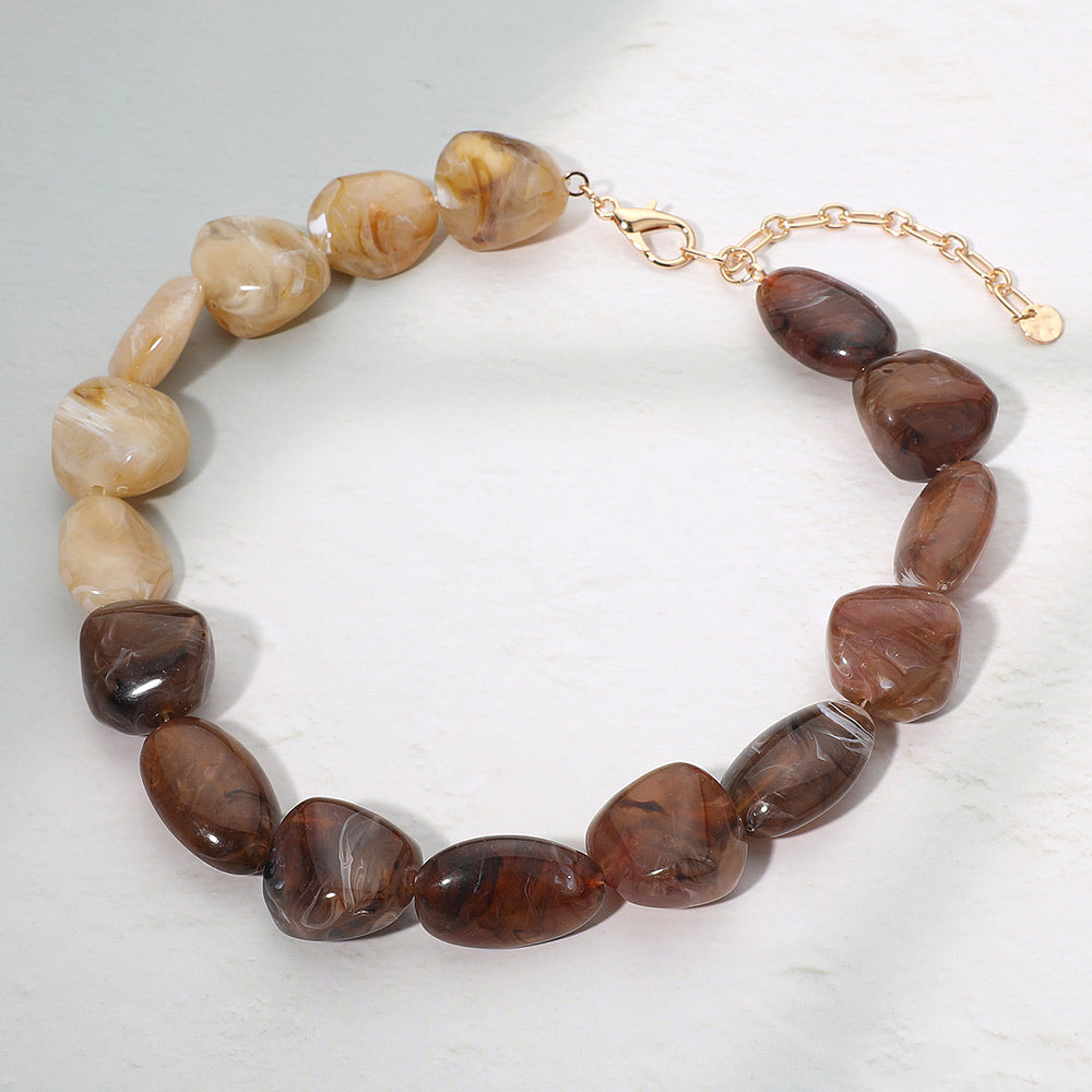 Bold Resin Nugget Beaded Statement Necklace
