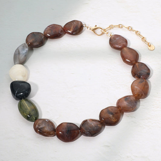 Bold Resin Nugget Beaded Statement Necklace