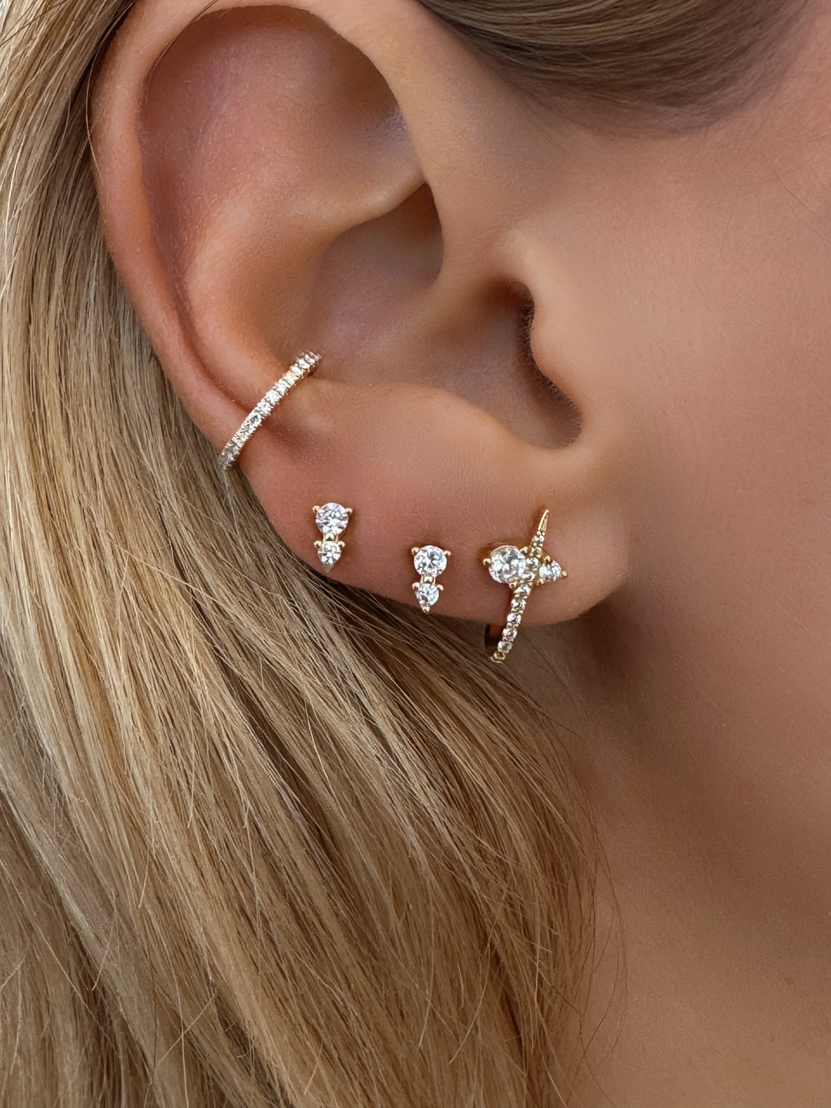 14k Vermeil Radiance Curve CZ Stud Earrings