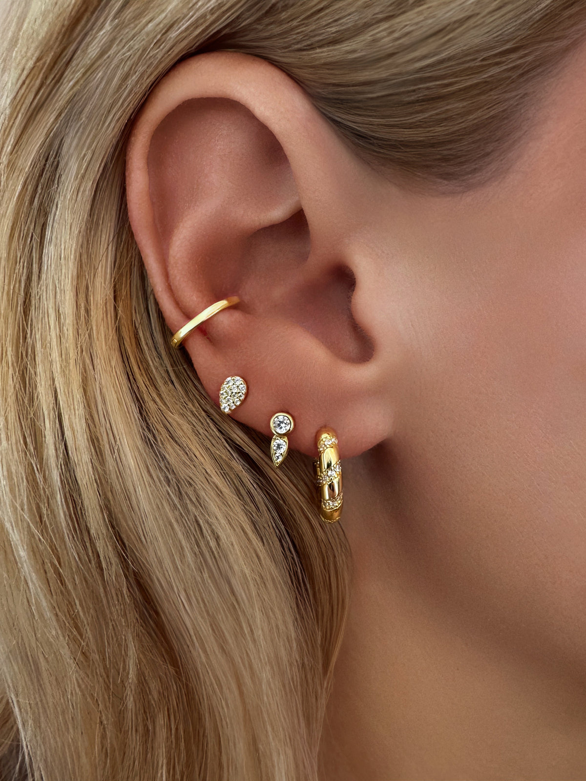 925 Sterling Silver Pavé CZ  Petal Studs