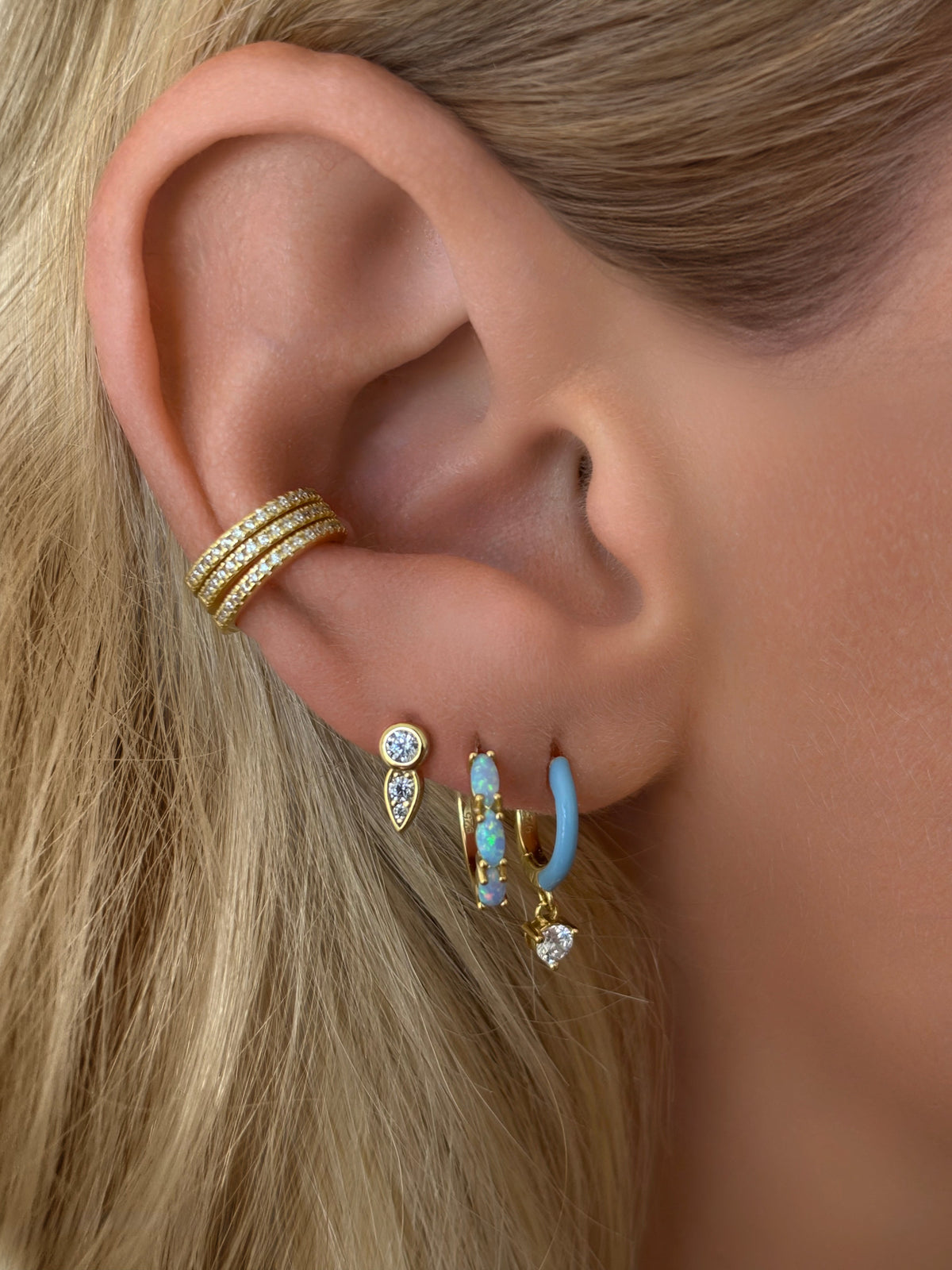 925 Sterling Silver Pavé CZ  Petal Studs