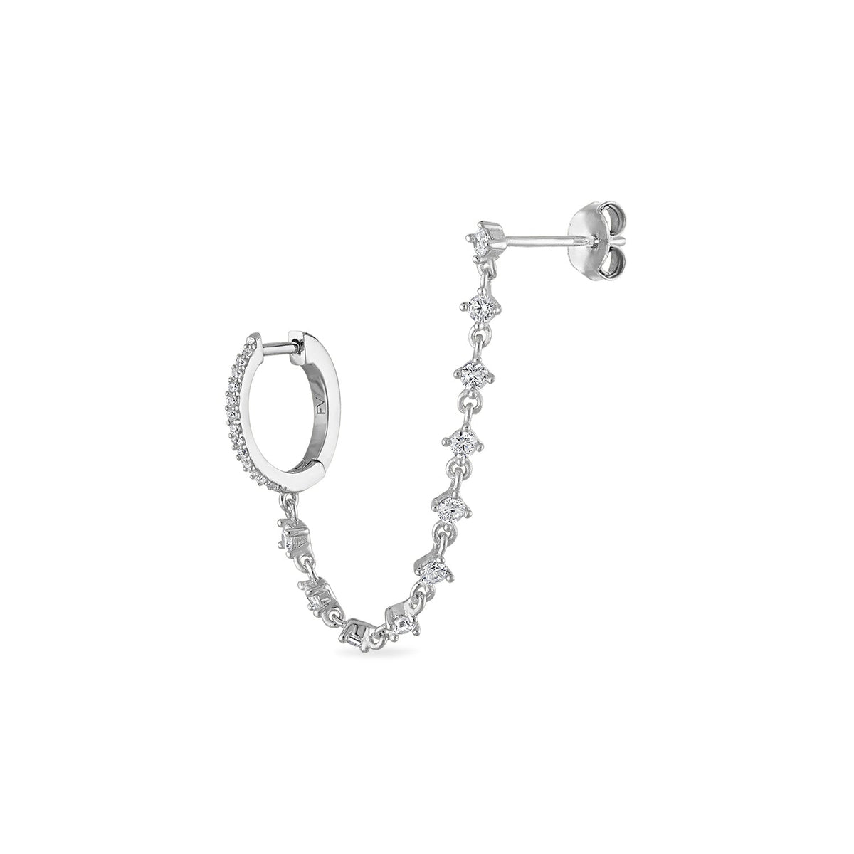 14k Vermeil Huggie and Stud Dangle Chain Earring