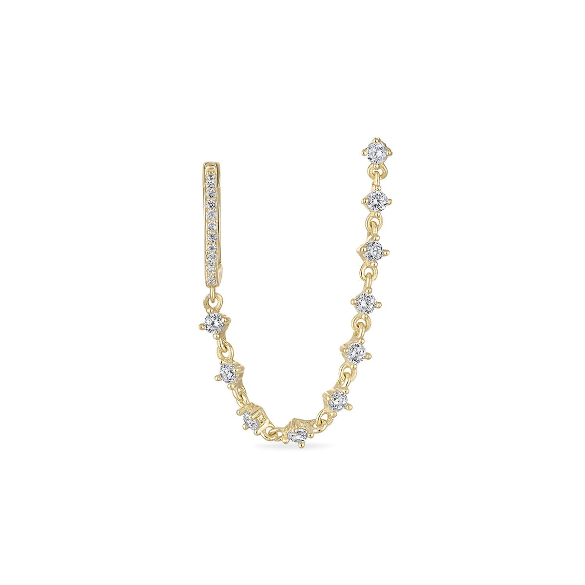 14k Vermeil Huggie and Stud Dangle Chain Earring