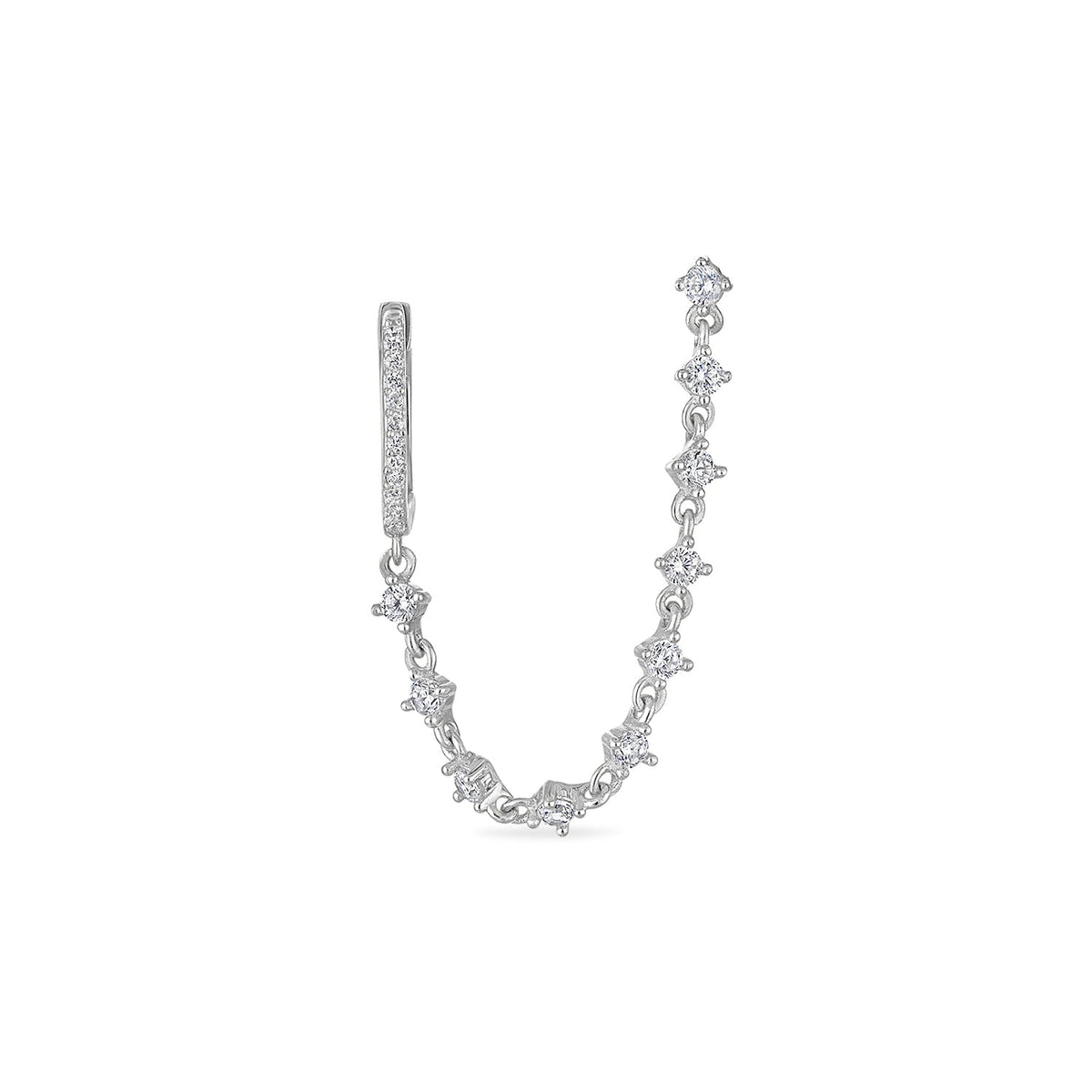 14k Vermeil Huggie and Stud Dangle Chain Earring