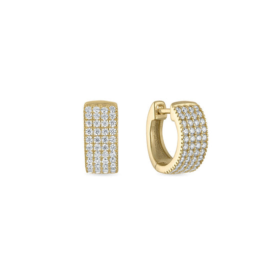 14k Gold Vermeil Wide Pavé CZ Huggie Earrings
