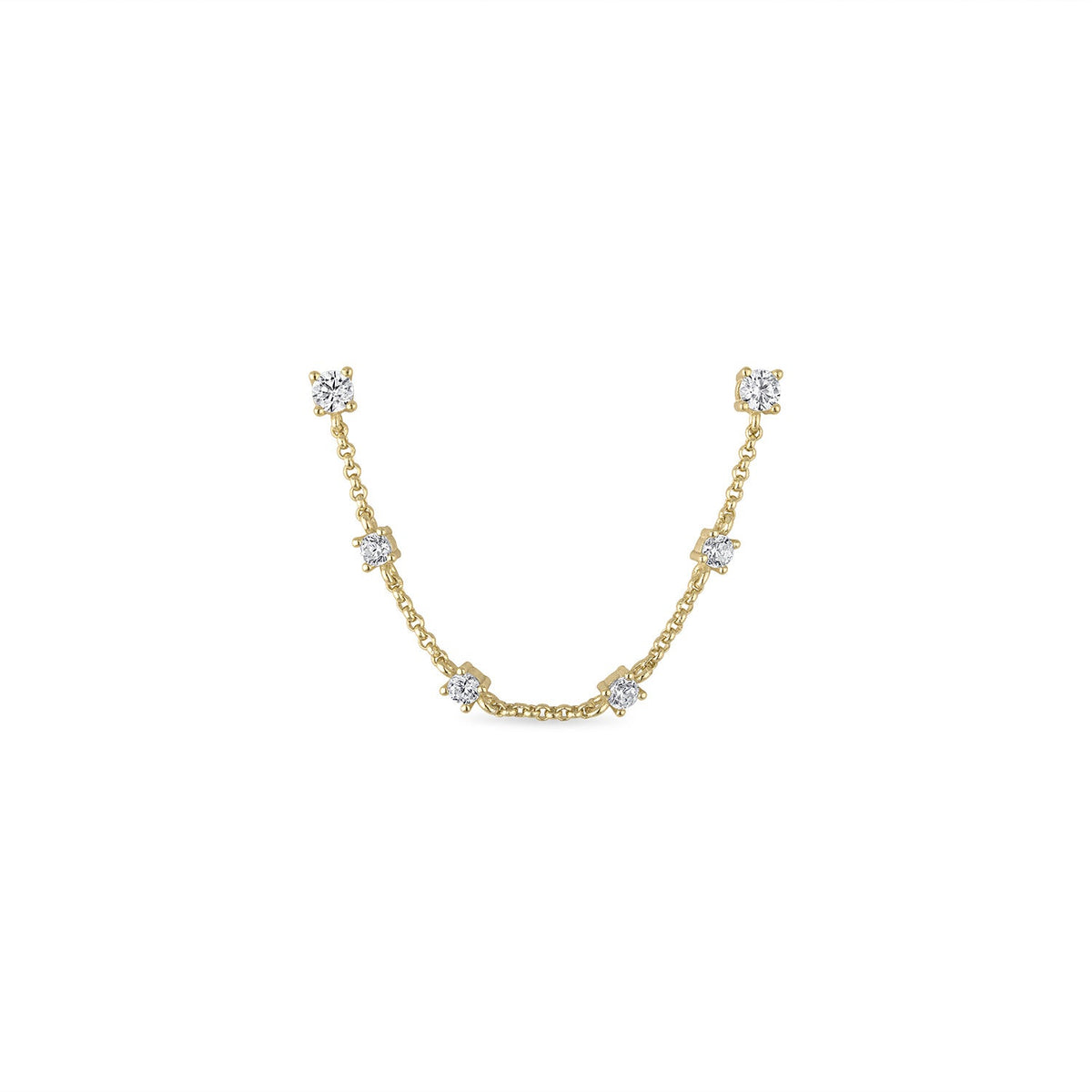 14k Vermeil Double CZ Stud Chain Drop Earring