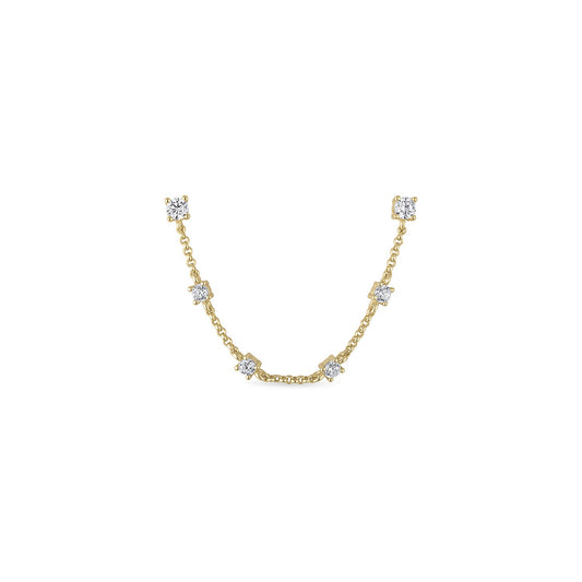 14k Vermeil Double CZ Stud Chain Drop Earring