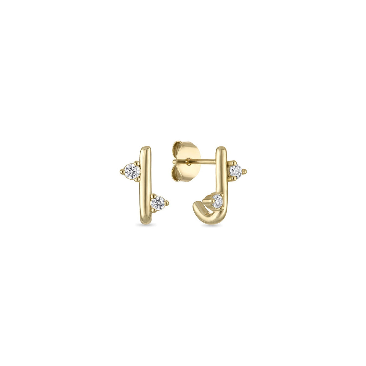 14k Vermeil J Curved Stud Earrings