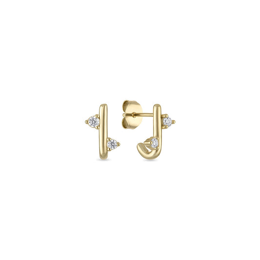14k Vermeil J Curved Stud Earrings