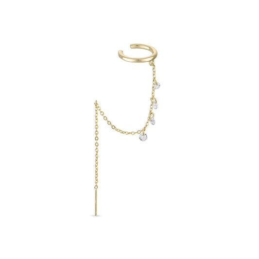14k Vermeil Dangle Chain Threader with Ear Cuff