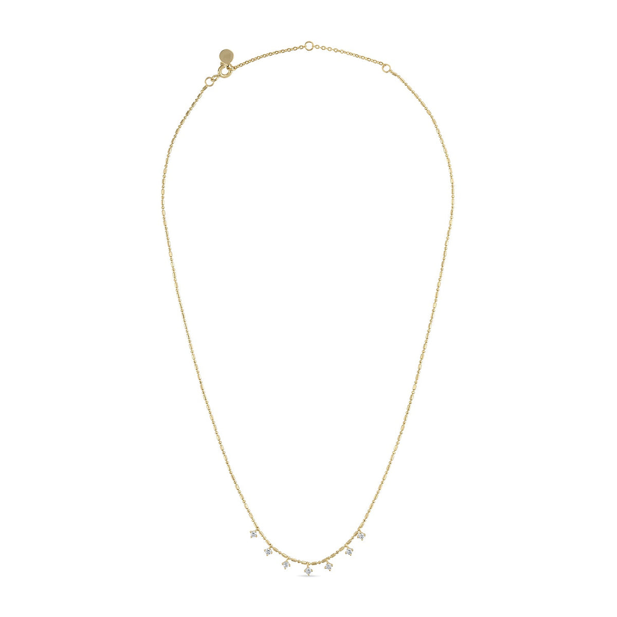 14k Gold Vermeil Layering Dangle CZ on Beaded  Chain