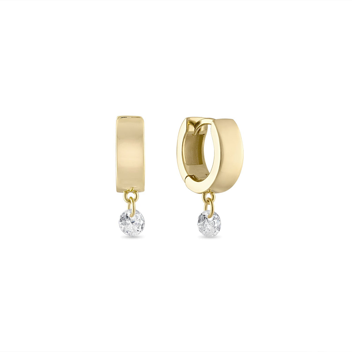 14k Vermeil Pierced Dangle CZ Diamond Wide Huggies
