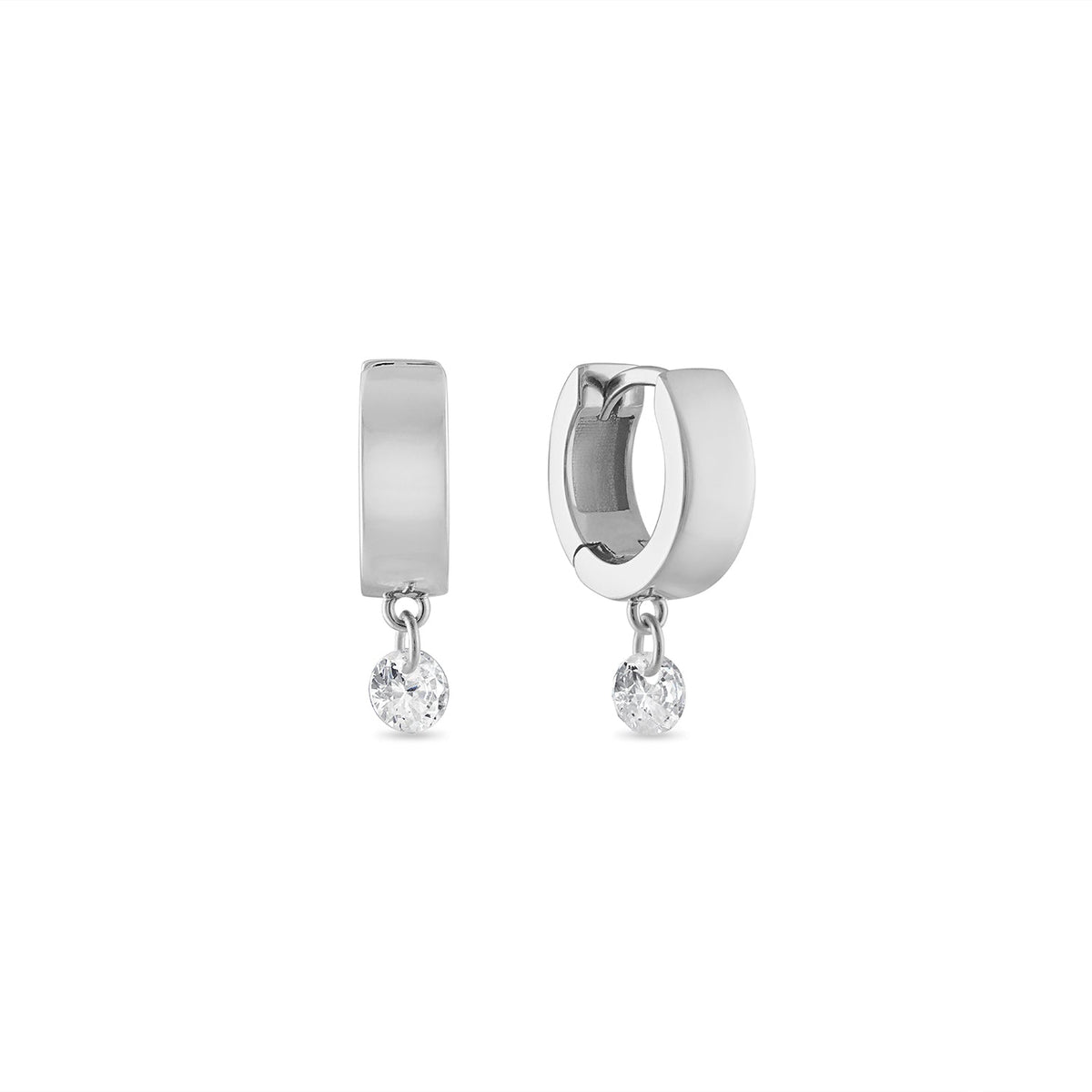 14k Vermeil Pierced Dangle CZ Diamond Wide Huggies