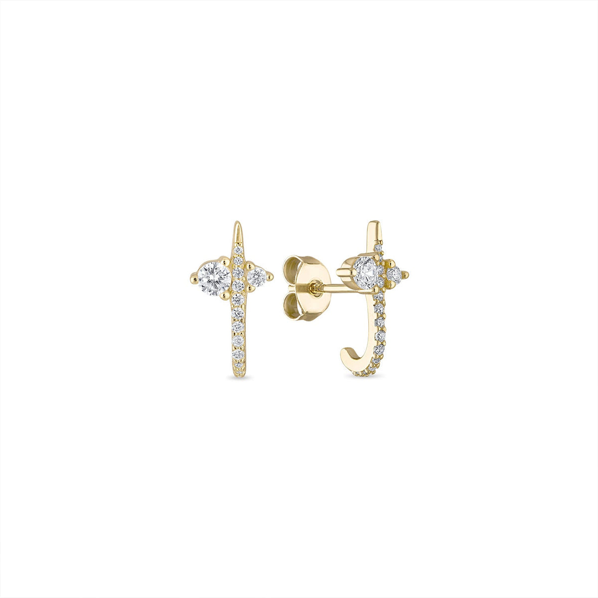 14k Vermeil Radiance Curve CZ Stud Earrings