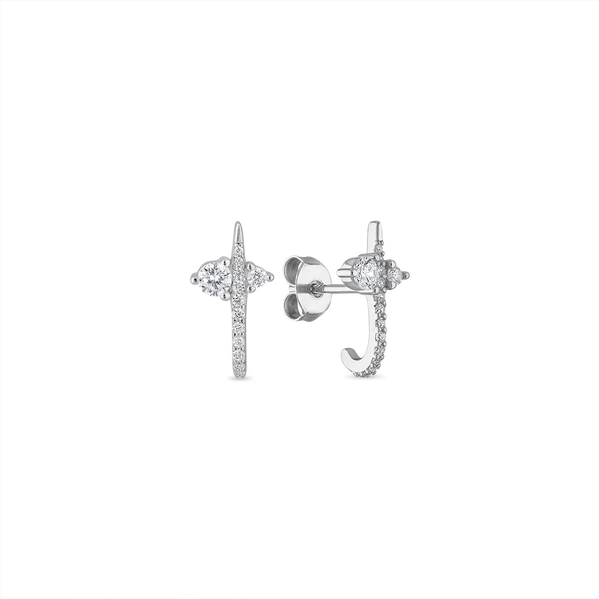 925 Sterling Silver Radiance Curve CZ Stud Earrings