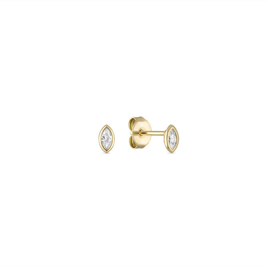 14k Vermeil Bezel Set CZ Diamond Marquise Studs
