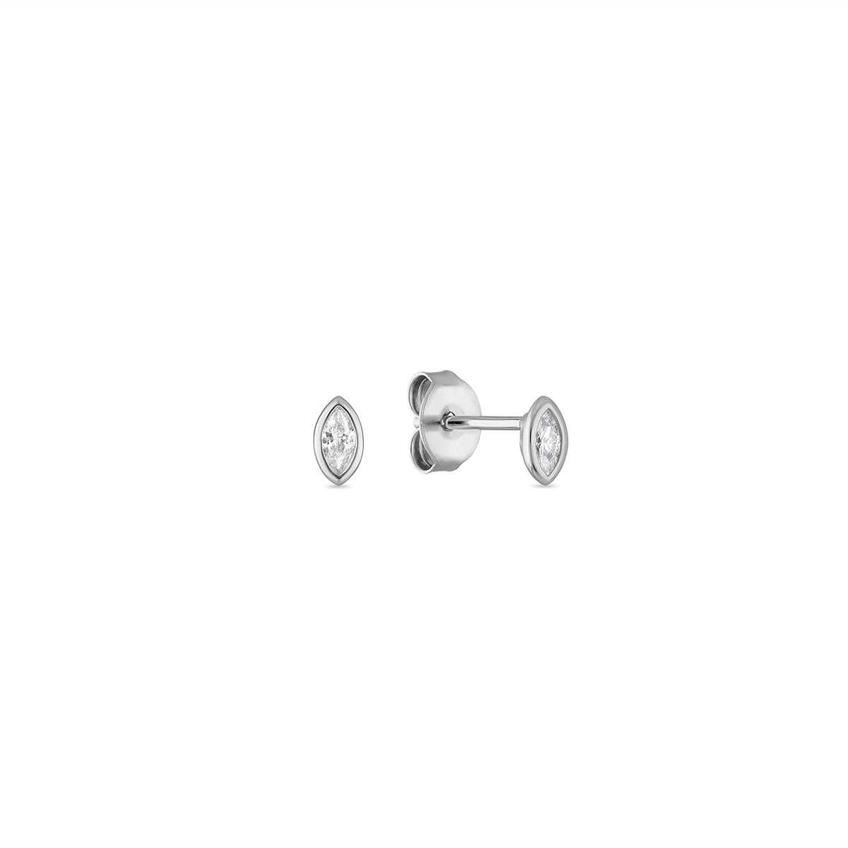 14k Vermeil Bezel Set CZ Diamond Marquise Studs