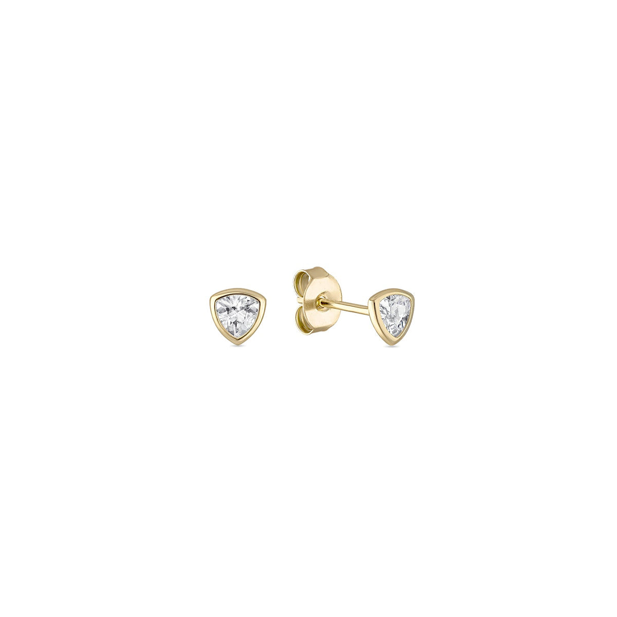 925 Sterling Silver Bezel Trillion Cut CZ Diamond Studs