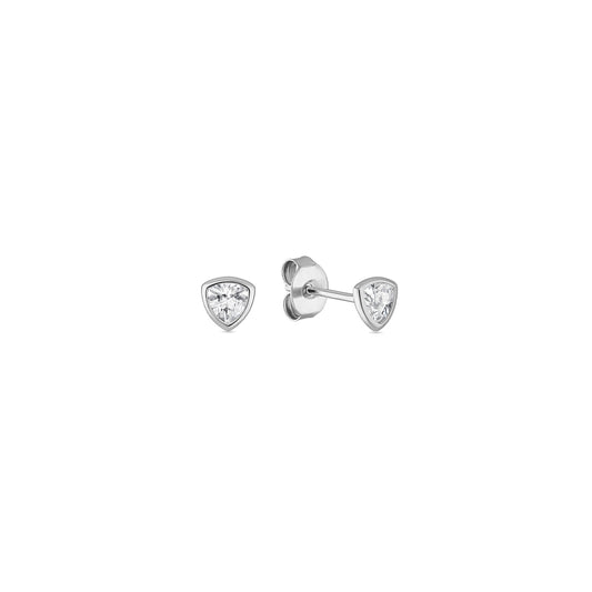925 Sterling Silver Bezel Trillion Cut CZ Diamond Studs