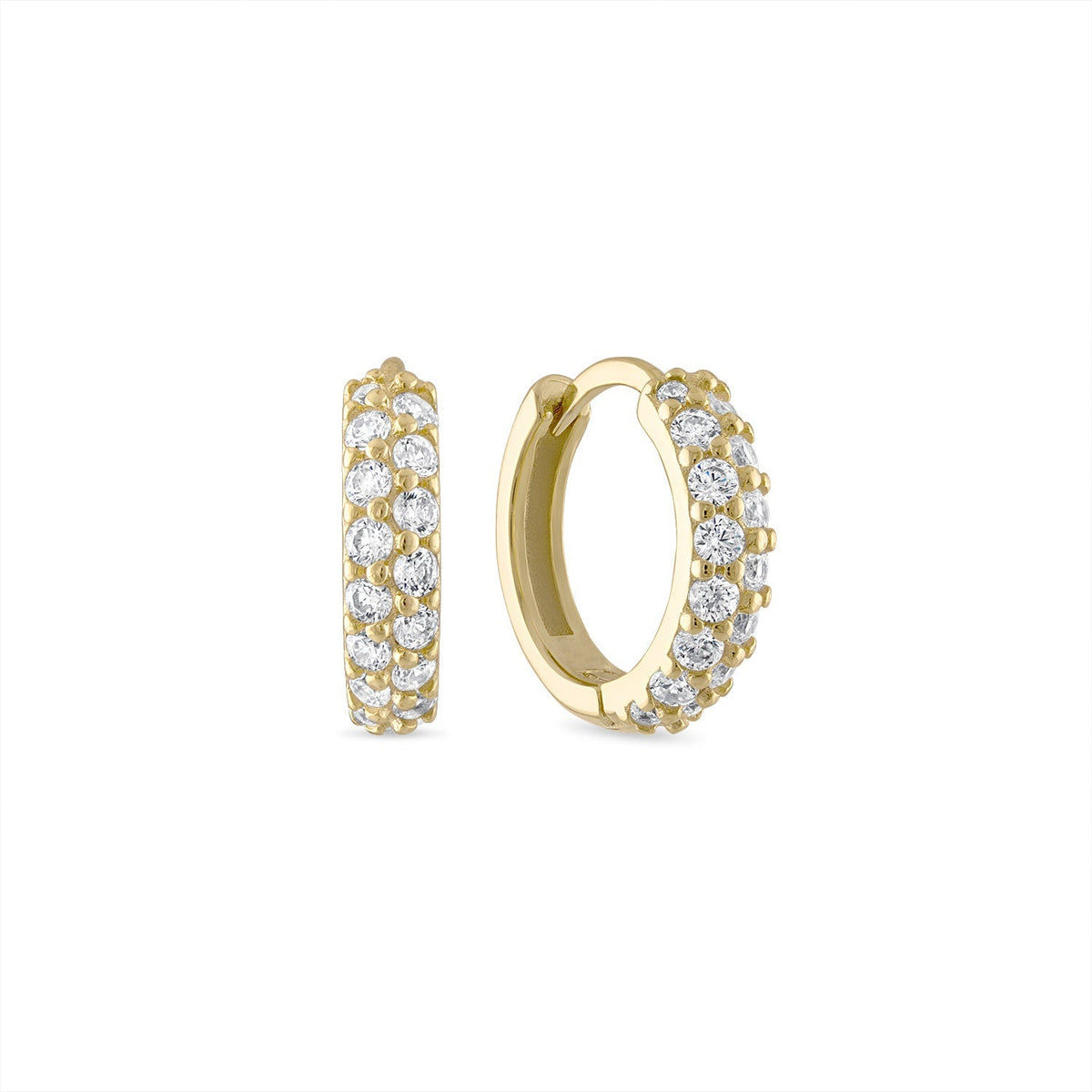 14k Vermeil Double Row CZ Pavé Huggie Hoops