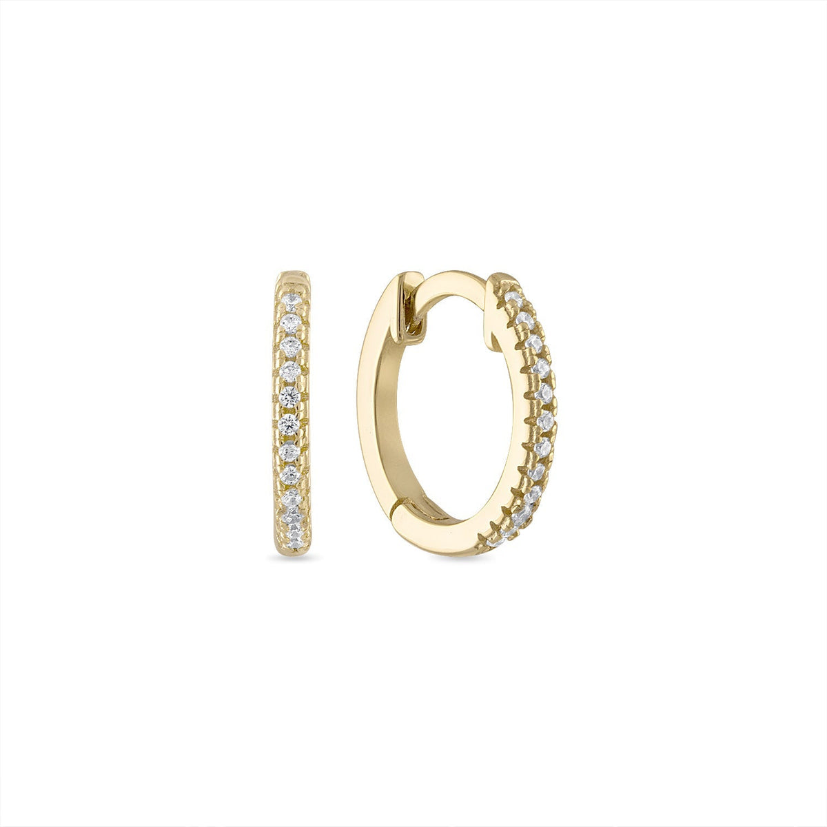 14k Vermeil Essential Pave' CZ Small Hoop Huggies